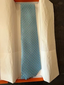 Corbata Hermes Modelo 5614 Corbata Azul Patrón Completo 100% Seda Hecha en Francia - Imagen 1 de 12