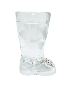 Penrose Glas Waterford Ireland Glasstiefel mit handgeätzten Kleeblättern Schnapsglas - Bild 1 von 5