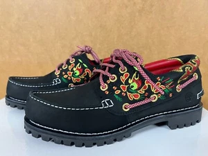 Timberland x CLOT Collab Womens Authentic Boat Shoe 3 Eye Lug Black Nubuck A5Z6U - Picture 1 of 22
