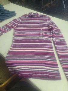 Basic Editions Women's Size L Multi-Colored Long T shirt Ribbed Thicker Winter - Picture 1 of 5