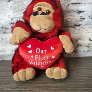 Sweetheart Stuffed Gorilla Red Sasquatch Our First Valentine Red Love Plush - Picture 1 of 10