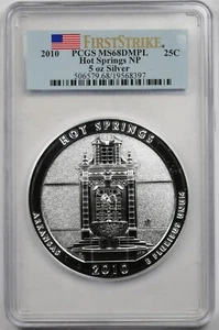 2010 5 oz Silver Hot Springs 25C PCGS F/S MS 68 DMPL America The Beautiful ATB - Picture 1 of 4