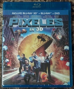 NEW Pixels (Blu-ray + 3D + DVD, 2015, 3-Disc Set Mexico Import) Adam Sandler - Picture 1 of 2
