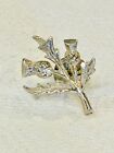 Vintage 925 Sterling Silver Thistle Pin Brooch Signed Tested