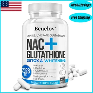 NAC Glutathione w Vitamin C Skin Whitening Bleaching Anti-Agin&Dark Spot Remover - Picture 1 of 12