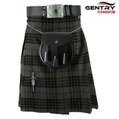 Highlanders Men Tartan Kilt Grey Watch 8 Yards Traditional Highland Dress - image 1 of 4