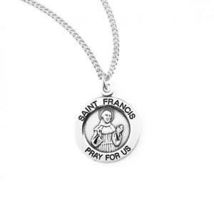St Francis of Assisi Round Sterling Silver Medal Size 0.7in x 0.6in - Picture 1 of 4