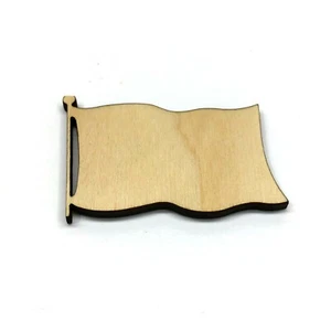 Flag Waving on Pole - Laser Cut Out Unfinished Wood Shape Craft Supply - Picture 1 of 6