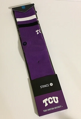 TCU Adult Socks Size Large 9-12 Texas Christian University Horned Frogs Stance Cover