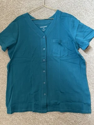 Woman Within Woman’s Button Down Pocketed Blue Night Shirt Sleep Top Large 18/20 - Image 1 of 4