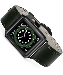 Leather Band Compatible for Apple Watch Band SE Series 6 44mm 42mm - Picture 1 of 7