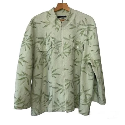 Chaqueta Picadilly Fashions verde mezcla lana botánica. Cremallera frontal completa. Mujer 2X Foto 1 de 4