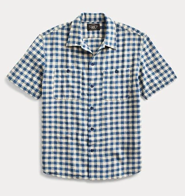 RRL Ralph Lauren Vintage Inspired Rustic Checked Cotton Linen Shirt-MEN- XL - Image 1 of 3