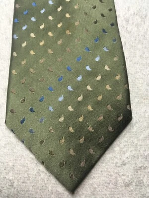 ALFANI 男式领带绿色蓝色和金色 3.75 X 60 — 第 1/4 张图片