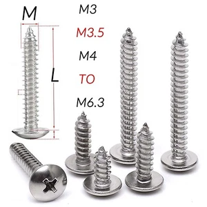 M3-M6.3 A2 Stainless Steel Phillips Pan Head Self Tapping Screws pozi pili - Picture 1 of 133