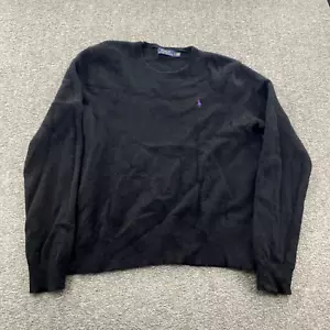 Polo Ralph Lauren Lambs Wool Sweater Mens L Charcoal Black LS Crew Neck EUC - Picture 1 of 7