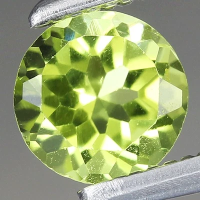 0.46ct t.w 4.9mm Round Natural Unheated Untreated Green Peridot, Myanmar - image 1 of 4