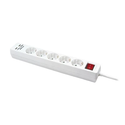 LogiLink 1,5m Steckdosenleiste Mehrfachsteckdose 5-fach mit 2x USB mit Schalter - Bild 1 von 2