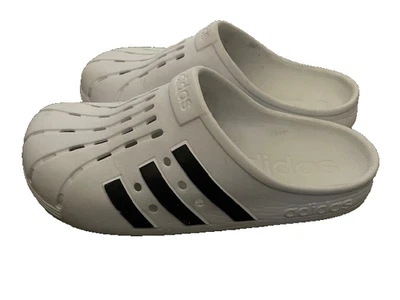 ADIDAS ADILETTE CLOG SLIDES White/Black 3 Stripes Shoes Men Sz 7 Women sz 9 - Image 1 of 4