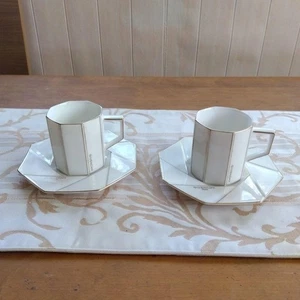 GIVENCHY Paris achteckige Kaffeetasse 2er Set Weißgold ohne Box gebraucht - Bild 1 von 4