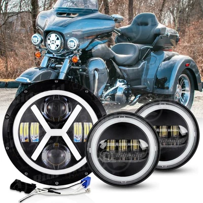Faro LED clásico de 7" para Harley Davidson Electra Glide + luces de paso de 4,5" Foto 1 de 4