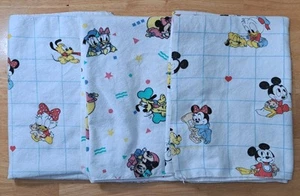 3 VTG 1980s Dundee Disney Babies Receiving Blankets Flannel Mickey Minnie Donald - Picture 1 of 18