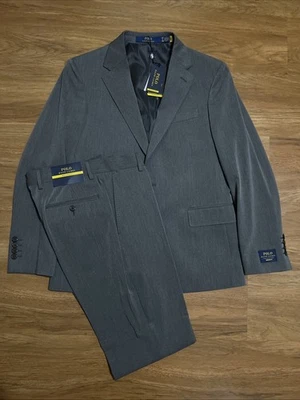 $598 Traje Polo Ralph Lauren 38 S 31W Para Hombres Gris Sarga 2 Piezas Ajuste Moderno Nuevo Foto 1 de 4