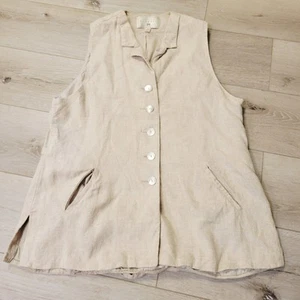 VTG EXPRESS Long Vest Beige Campagnie International Marque Deposee Sz Large - Picture 1 of 5