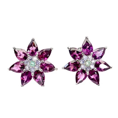 Pendientes de plata de ley 925 pera rodolita esmeralda tanzanita piedras preciosas joyería Foto 1 de 4