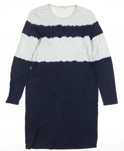 Other Stories Women's Grey Blue Striped Knee Length Dress - Picture 1 of 12