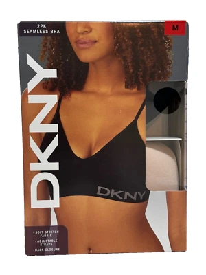 DKNY Women's 2-Pack Seamless Bra, Black / Sand, Size XL - Image 1 of 4