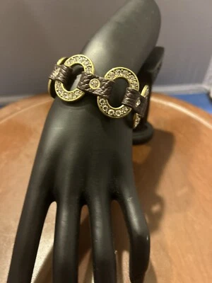 Premier Designs Jewelry Starlet 7" - 8" Bracelet Silver Plated Genuine Leather - Image 1 of 4