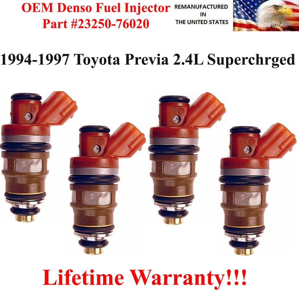 23250-7602 4X OEM Denso Fuel Injector for 1994-1997 Toyota previa 2.4L Super - Image 1 of 1