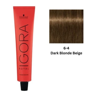SCHWARZKOPF PROFESSIONAL IGORA ROYAL HAIR COLOUR 6-4 DARK BLONDE BEIGE 60g - image 1 of 4