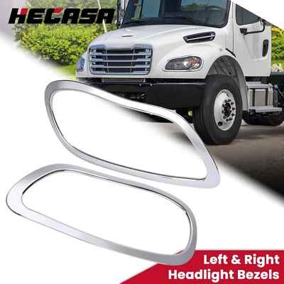 New Headlight Bezels Trims Chrome For Freightliner M2 Business Class 2002-2018 - Imagem 1 de 4