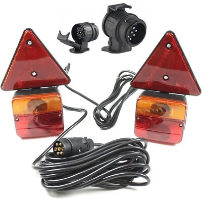 Rückleuchten Set 7 polig verkabelt Anhänger Rücklicht + 12V Adapter 13 auf 7 pol - Bild 1 von 4