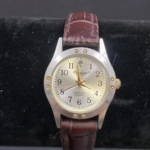 Damen Precision Gruen silberfarben rundes Zifferblatt Quarz Armbanduhr Lederband - Bild 1 von 8