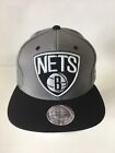 Mitchell & Ness Brooklyn Nets Gray Black Retro Snapback Hat Cap Nba Logo