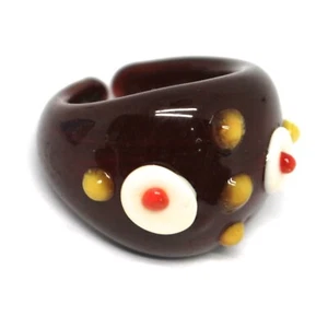 ANELLO ANTICA MURRINA, VETRO DI MURANO, MARRONE, DISCHI, POIS IN RILIEVO - Imagen 1 de 4