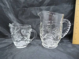 Anchor Hocking Prescut Star of David 2 Clear Pitchers 4" Tall & 5 3/4" Tall - Picture 1 of 13