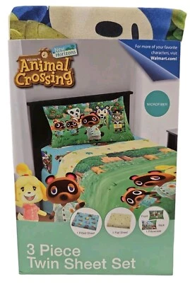 Animal Crossing New Horizons 3pc Sheet Set - Twin Bed - Fitted/Flat/Pillowcase - Image 1 of 4
