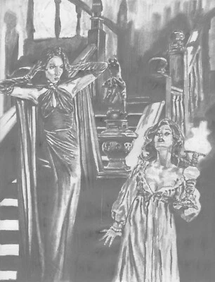 Ilustración a lápiz original Encuentro gótico dibujo expresionista Foto 1 de 2