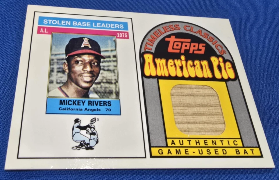 2001 Topps American Pie Timeless Classics Mickey Rivers Angels GU Bat Foto 1 de 1