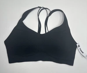 Sujetador deportivo rosa Victoria's Secret sin costuras con tiras al aire talla mediana negro NUEVO - Imagen 1 de 14
