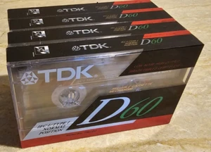 TDK D-60 Cassette Nuovissimi Sigillati - Confezione da 4 IEC1/Tipo 1 Bias Normal EQ 120 - Foto 1 di 8