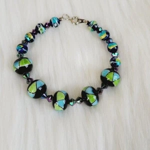 Fairy Neon Bracelet Geometric Lampwork Bead 80s 90s Y2K Western Boho 12556 - Picture 1 of 7