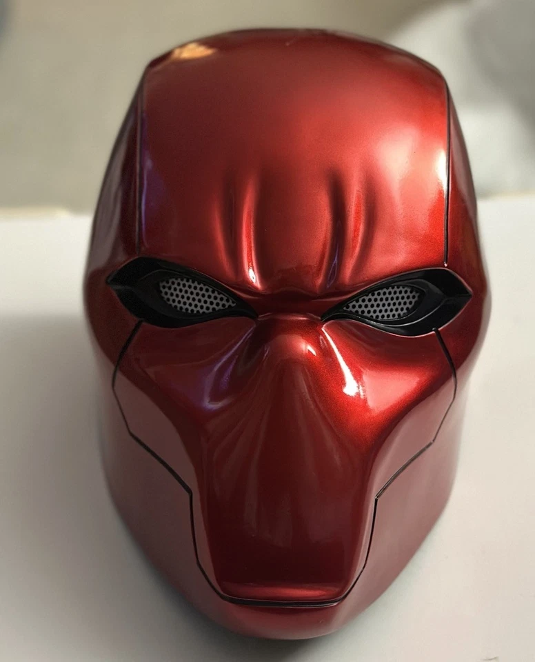 Casco Capucha Roja Efecto Metálico Máscara Capucha Roja Lujo Cosplay Prop Foto 1 de 4