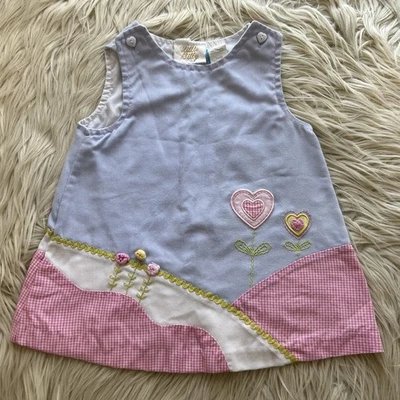 Винтажный 90-х Little Bitty линия платье цветочный сердца Cottagecore опрятный 24 месяцев - Изображение 1 из 4