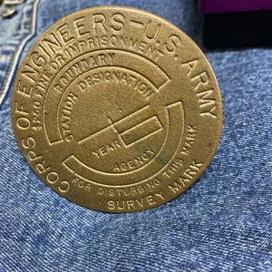 Vintage Brass U.S. Army Corp of Engineers Survey Mark Non Commissioned L@@k - Picture 1 of 4