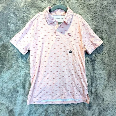 NUEVO CON ETIQUETAS Abercrombie Niños Niños Rosa Polo Pez Tiburón Estampado Golf Algodón 11 12  Foto 1 de 4